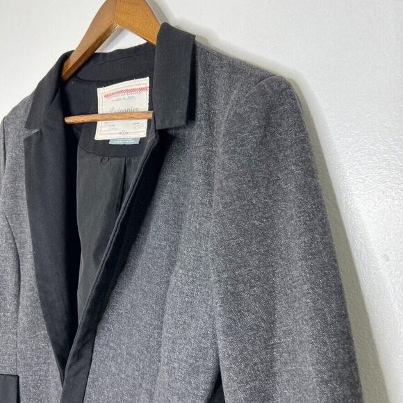 Cartonnier Gray Black Tuxedo Peplum Ruffle Long Sleeve Blazer Jacket Sz 10 Women - Picture 2 of 11